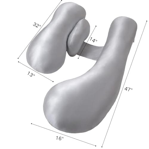 Pregnancy Pillows for Side Sleeping - Adjustable Belly & Back Support Pillow,H Shaped Full Body Maternity Pillow with Cooling Removable Cover, for Pregnant Women and Adults(Grey) - Thumbnail 3