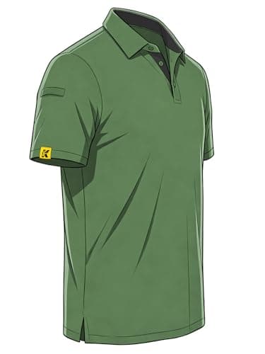 REXUHOWU Men's Polo Shirt Short Sleeve Moisture Wicking Sports Casual T-Shirt Golf Polo Shirt Business Collar Shirt for Men Green M