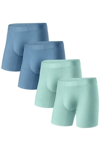 GOOTUCH Men's Breathable Cool Underwear, Moisture Wicking Quick Dry Boxer Briefs, Stretch Seamless & Thin Waistband(2 Grey Blue, 2 Green,Small) - Image 1
