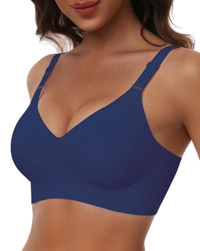 HORISUN Women's Push Up Bras Comfortable Seamless Wirefree Full Coverage Bra(Navy Blue L) - Image 1