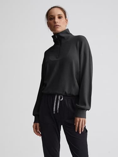 COCOMARTS Womens Sweatshirts Half Zip Pullover Drawstring Waist Sweaters Quarter Zipper Hoodies 2025 Fall Winter Fashion Clothes Outfit Black Small - Thumbnail 4