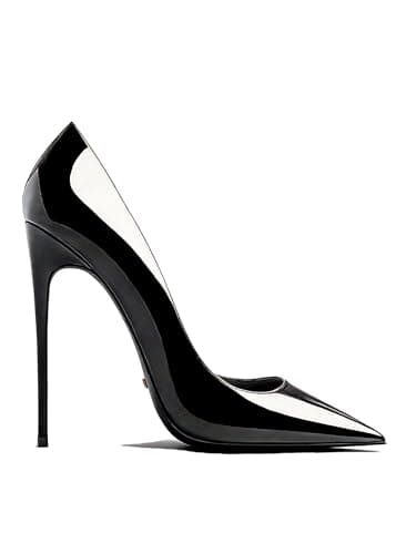 VOGEL VERE Women's High Heel Pumps 4 Inch Pointed Toe Stiletto - 10cm Sexy Dress Shoes for Women, Patent Leather Shiny Heels for Wedding, Party, Formal Occasion - Image 1