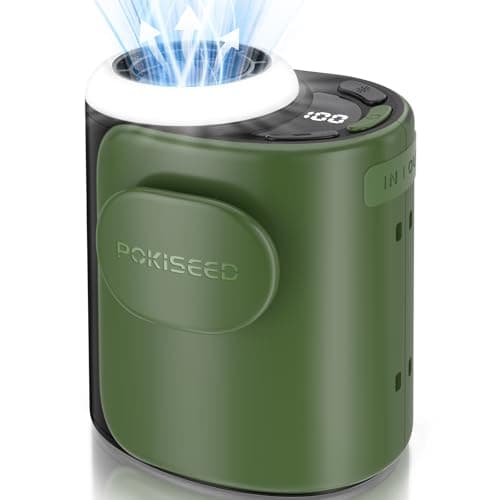 POKISEED Rugged Portable Fan, 10000mAh Rechargeable Battery, 40H Runtime, 5-Speed Turbo Cooling, Hands-Free Multi-Position Design for Construction, Jobsite, Warehouse, Farm, Camping(Green) - Image 1