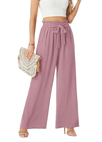 FREEOAK Womens Loose Outfits Palazzo Pants for Women Work Casual Flowy Trousers Wide Leg Business Spring Breathable Travel Beach - Image 1