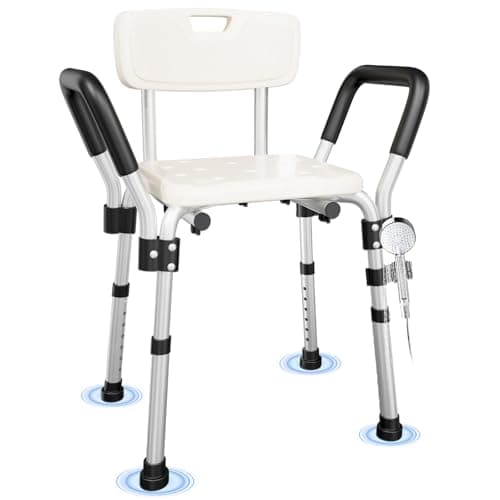 Shower Chair for Inside Shower with Arms and Back, 350 lbs Heavy Duty Shower Seat for Bathtub, 6-Height Adjustable Safety Bath Seat for Seniors, Adults, Handicap and Disabled - Image 1