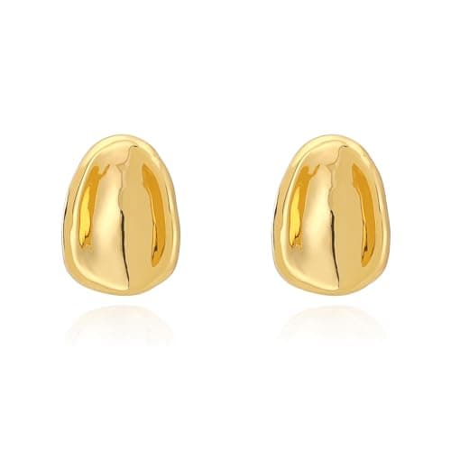 Milan Chiva 14K Gold Statement Stud Earrings for Women Trendy Gold Plated Dainty Geometric Dangle Jewelry MCE-1022GD - Image 1
