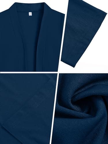 AusLook Women's Plus Size Lightweight Open Front Cardigan Dark Blue 3X Causal Long Sleeve Cover Ups Shrugs Tops Shawls and Wraps Kimono Jacket Coat - Thumbnail 3
