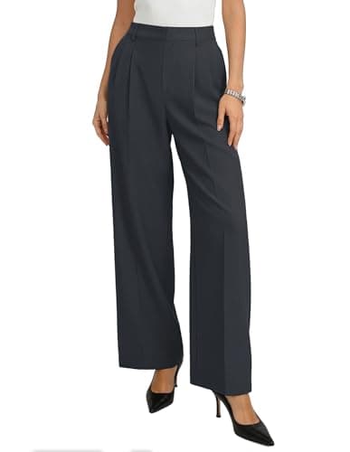 GRACE KARIN High Waisted Wide Leg Pants Women Lightweight Dress Slacks Teacher Office Commute Trousers Dark Grey X-Large - Image 1