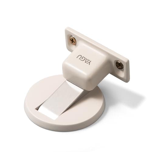 YAGU 1 Pack Invisible Magnetic Door Stopper, Zinc Alloy Door Catch with Dual Adhesive and Conceal Screw Mount No Drilling, Floor Mount Magnetic Door Holder for Bottom of Door (Beige) - Image 1