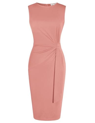 GRACE KARIN Women Work Dress,Bodycon Pencil Business Dresses,Sleeveless Cocktail Dresses Knee Length Dark Pink XL - Image 1
