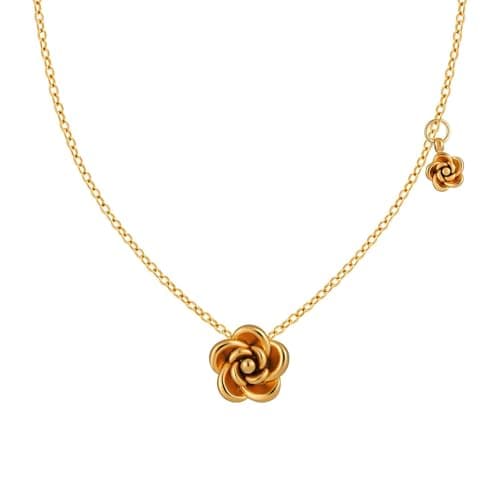 Orejorde Rose Flower Necklace, Cubic Rose Pendant Necklace for Women 2026 New Stainless Steel Dainty Floral Pendant Necklaces for Wife Girlfriend Daughter Sister Friends Birthday Mother`s Day Gift