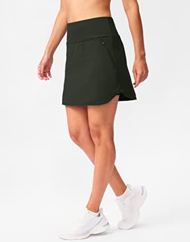 High Waisted Golf Skirts for Women Tennis Skirt Zipper Pockets Skorts for Woman Athletic Workout Casual (Army Green. M) - Thumbnail 2