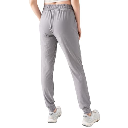 TRIUNION 2 Pack Women's Joggers Pants with Pockets Drawstring Running Sweatpants for Women Yoga Lounge Pants for Workout,Black/Light Grey,Medium - Thumbnail 5