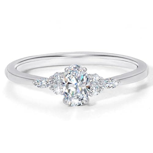 Fimewon Silver Rings for Women 3 Carat Oval Engagement Ring Dainty Promise Bands Silver Jewelry Couple Gifts Size 6 - Image 1