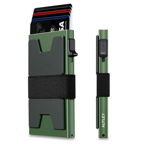 AUTLEY Slim Wallet For Men, Minimalist Mens Wallet Pop Up Wallet, Rfid Blocking Credit Card Holder Wallet with Cash Band (Green) - Image 1