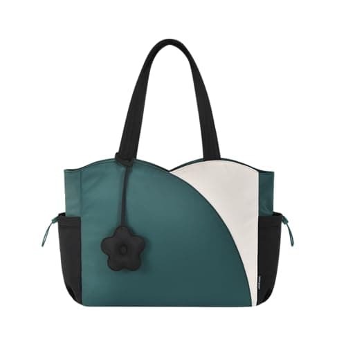 LOVEVOOK Tote Bag for Women Work, Work Bags for Women Tote Professional, Large Tote Bag, Teacher Tote, Teal-beige, 17 Inch - Image 1