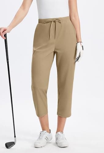 Alaroo Rexley Women's Pants 7/8 Stretch Ankle High Waisted Pants Work Business Casual Travel Sweatpants with Pockets 2026 Beige M - Thumbnail 3
