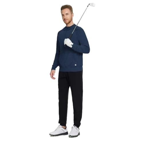 M MAELREG Mens Hoodie Pullover Performance Dry Fit Lightweight Quarter Zip Workout Sport Golf Hooded Sweatshirt Men Cobalt Heather - Thumbnail 2