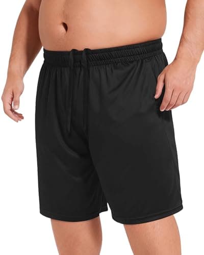 BOOJO Men's Big and Tall Athletic Shorts - Quick Dry Black Basketball Shorts with Pockets for Workout RunningActivewear（S-6XL） - Image 1