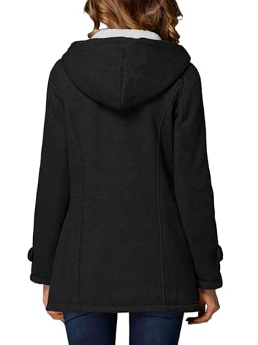 STOLKISS Winter Jackets for Women Sherpa Lined Duffle Toggle Coat Hooded Fashion Horn Button Fleece Thicken Insulated Shells - Thumbnail 2