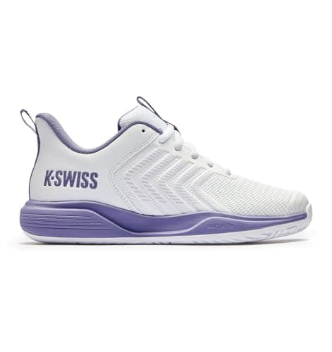 K-Swiss Women's Ultrashot Light Pickleball Tennis Shoe - Lightweight Court Shoes Lateral Movement Stable Support, White/Purple 8 M - Image 1
