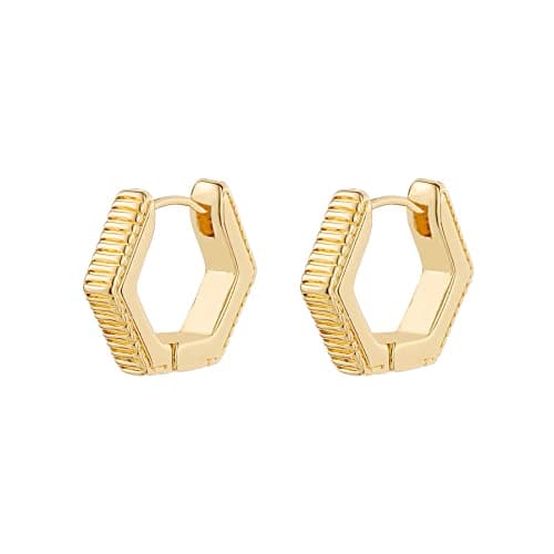 Wgoud 6 Pairs Gold Hoop Earrings Set for Women, 14K Gold Plated Hypoallergenic Lightweight Chunky Open Huggie Hoops Earrings Jewelry for Gift. (6 gold huggie) - Thumbnail 6