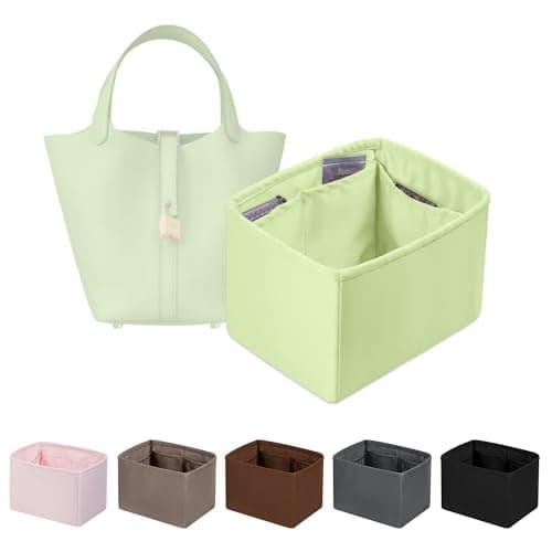 Purse Organizer Insert for Picotin 18/22, Satin Bag Organizer for Woman, Soft & Lightweight Purse Essentials, Ideal for Travel, Shopping, and Daily Use, Multiple Pockets(PC 18,Vert Criquet) - Image 1