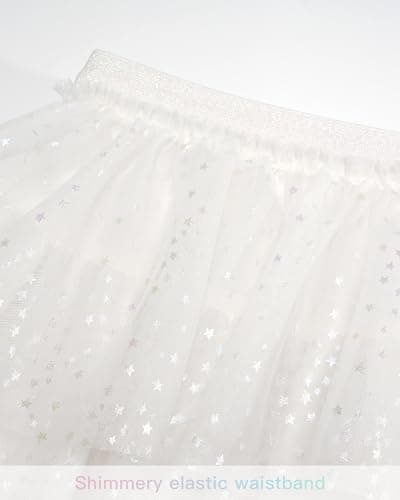 Stelle White Tutu Girls 4t Puffy Tulle 3 Layered Tutu Skirt for Casual Daily Wear(White,4-5Y) - Thumbnail 5