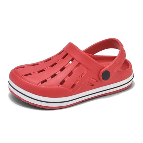 Nedaan Kids' Clogs Boys Girls Garden Breathable Quick-Dry Anti-Slip Pool Water Shoes Red - Image 1
