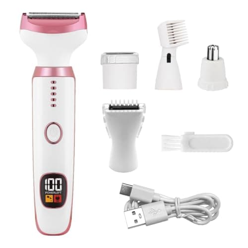 Electric Razors for Women, Bikini Trimmer for Women 5 in 1 Body Shaver for Nose Hair Face Eyebrow Arms Legs Armpit Underarm Pubic Area, Replaceable Lady Facial Razor Painless USB Charge Female Gift - Thumbnail 2