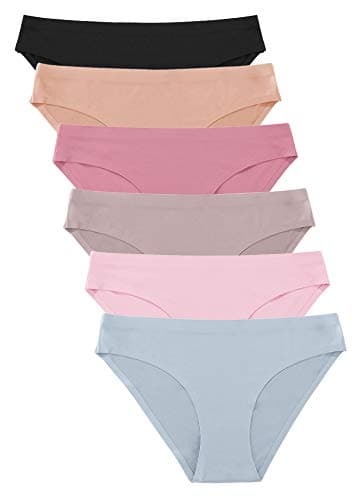 FINETOO 6 Pack Women’s Seamless Hipster Underwear No Show Panties Invisibles Briefs Soft Stretch Bikini Underwears XS-XXL(XS) - Image 1
