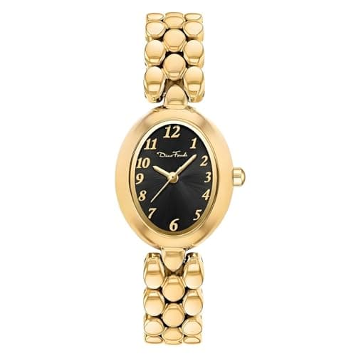 Diaofendi Women’s Gold Quartz Watch Updated Small Luxury Wristwatch with Stainless Steel Band, Stylish Casual Bracelet, and Included Tools (Gold-Black Surface) - Image 1