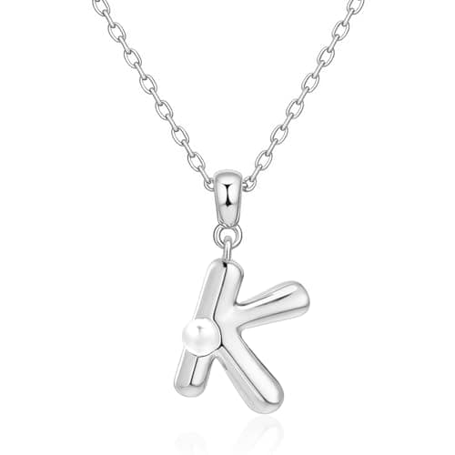 Milan Chiva Initial Letter Pendant Bubble Necklaces, 14K Gold Plated Dainty Necklace with a Cute Simulated Pearl, Name A-Z letter Pendant Personalized Charm Jewelry Trendy Gifts for Women MNS-1021SL - Image 1