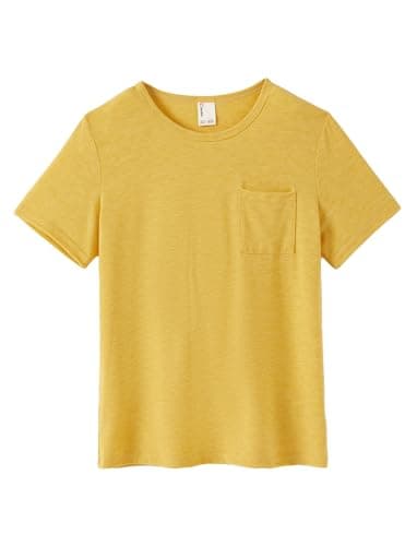 PATPAT Boys Short Sleeve T-Shirts Size 9-10 Years Yellow Summer Crewneck Shirt Kids Casual Basic Tops Tees with Chest Pocket - Image 1