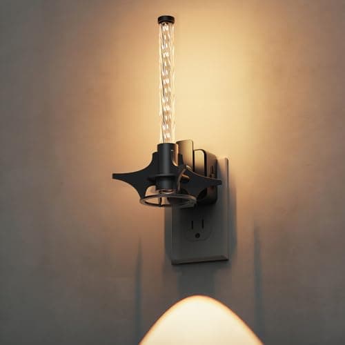L LOHAS LED Night Lights Plug into Wall, Dusk to Dawn Sensor Nightlight, 0-100LM Brightness Adjustable, 3000K Soft White, Rocket Night Light with Black Rocket Base for Bedroom Bathroom Hallway Decor - Image 1