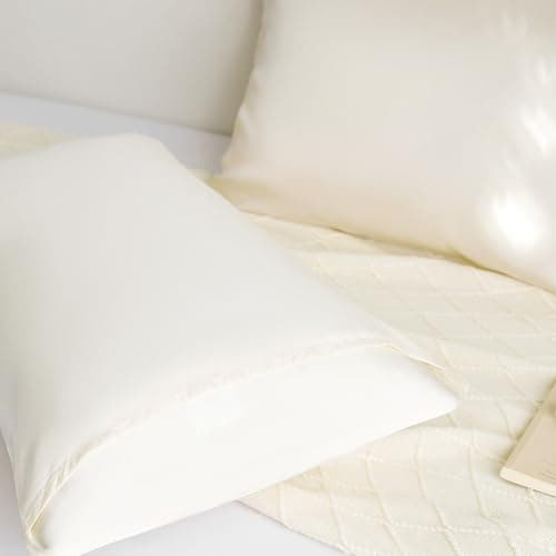 DCSKY 100% Tencel Pillowcase, Hair and Skin Friendly, Soft and Smooth，Cooling Silk Pillowcases for hot Sleepers,Queen Pillowcases Set of 2,Hair and Skin Friendly, Cream White, 20x30In - Thumbnail 4