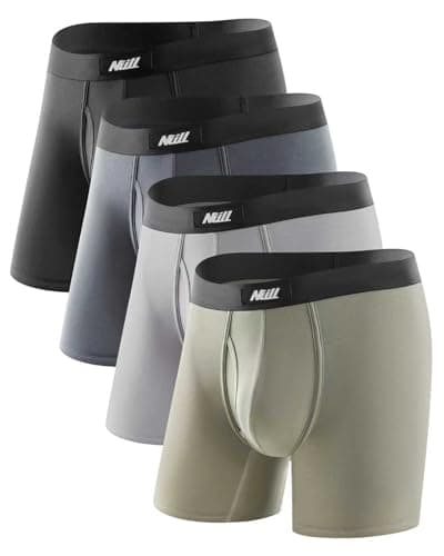 Nullktie Men's Boxer Briefs with Fly 4 Pack, Micro Modal Underwear with Pouch, No Ride Up - Image 1
