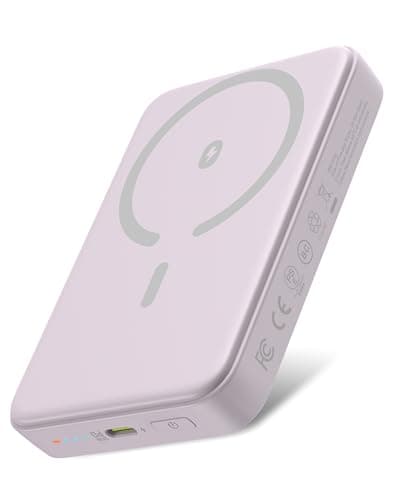 Omnibar Magsafe Portable Charger, 10000mAh Magnetic Power Bank with USB-C 20W PD Fast Charging, for Magsafe Battery Pack Travel Essential, Wireless Power Bank for iPhone 17/16/15/14/13 Series, Purple