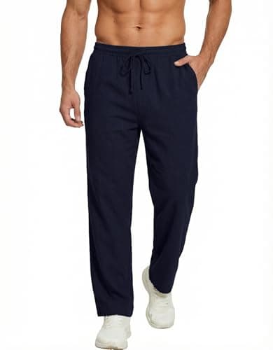 Deyeek Men's Loose Fit Sweatpants Open Bottom Mens Baggy Sweat Pants Wide Leg Joggers Pants with Pockets Navy Sweatpants Men - Thumbnail 4