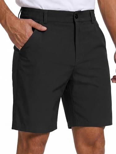 TUREFACE Men's Spring Outdoor Shorts Relaxed Fit 4-Pocket Casual Shorts 10 Inch Inseam for Warm Days Black-XXL - Image 1