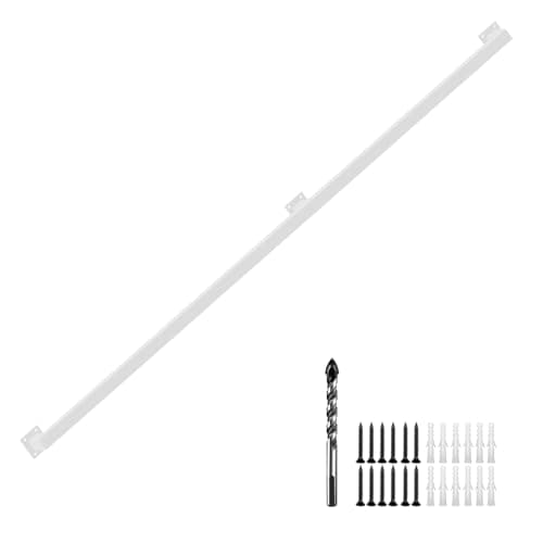 8FT White Industrial Iron Hand Railing, Wall Support Handle for Indoor Stairs & Outdoor Decks, Non-Slip & Rust-Resistant - Image 1