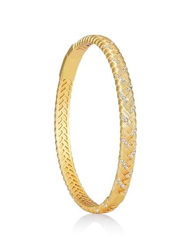 DIICRIN Gold Bangle Bracelet for Women, 18K Gold Plated Brushed Matte Bracelet, Minimalist Dainty Stackable Gold Bracelet, Lightweight Open Bangle Jewelry for Daily Wear - Image 1
