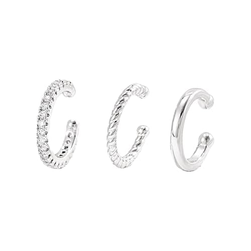 Moodear Dainty Thin 3 Ear Cuffs Non Piercing - Hypoallergenic 925 Sterling Silver Cartilage Cuff Earring Trendy Cute Huggie Hoop Earring for Women Unique Jewelry Gifts - Image 1