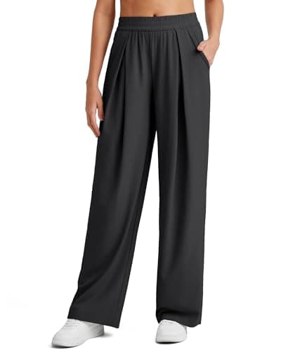 G4Free Wide Leg Pants Women Lightweight Summer Pants with Pockets Wide Leg Elastic Work Pants Woman Pull On(Black,XS,27") - Image 1