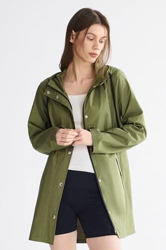 Orolay CHIIONE Women's Waterproof Long Rain Jacket Hooded Windbreaker Trench Coat Lightweight Packable Raincoat for Travel Outdoor - Thumbnail 6