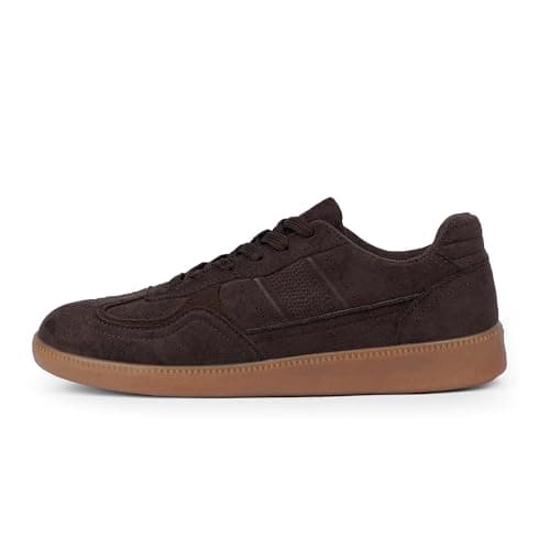 Tigeridea Womens Sneakers Flat Lace up Suede Chocolate Fashion Sneakers for Women Rounded Toe Comfortable Tennis Shoes Women Summer Caudal Shoes Women Size 11 - Thumbnail 6