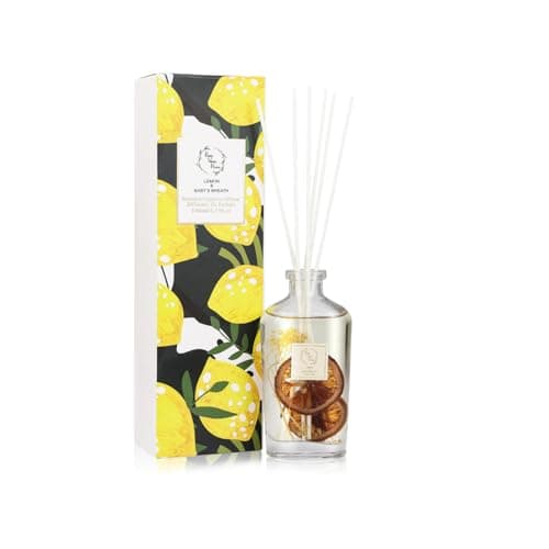 Reed Diffuser Set, Pretty Valley Home Diffuser 140Ml / 4.73 fl OZ Gift Box - Includes Reed Diffuser Sticks, Long Lasting Fragrance Oil and Glass Bottle for Office Living Room Decor (Lemon) - Thumbnail 6