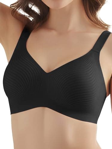 COMFELIE Wireless No Wire Everyday Bra No Padding Full Coverage Lightweight Breathable Bra Black - Image 1