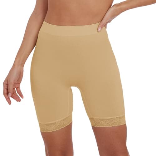 BATHRINS Slip Shorts Seamless Smooth Lace Under Shorts Anti Chafing Underwear for Women Under Dresses - Thumbnail 2
