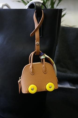 Buyborgood Women's 2 PCS Mini Tote Bag Charms Keychain Pouch Small Coin Purse Wallet, Camel+Brown - Thumbnail 4